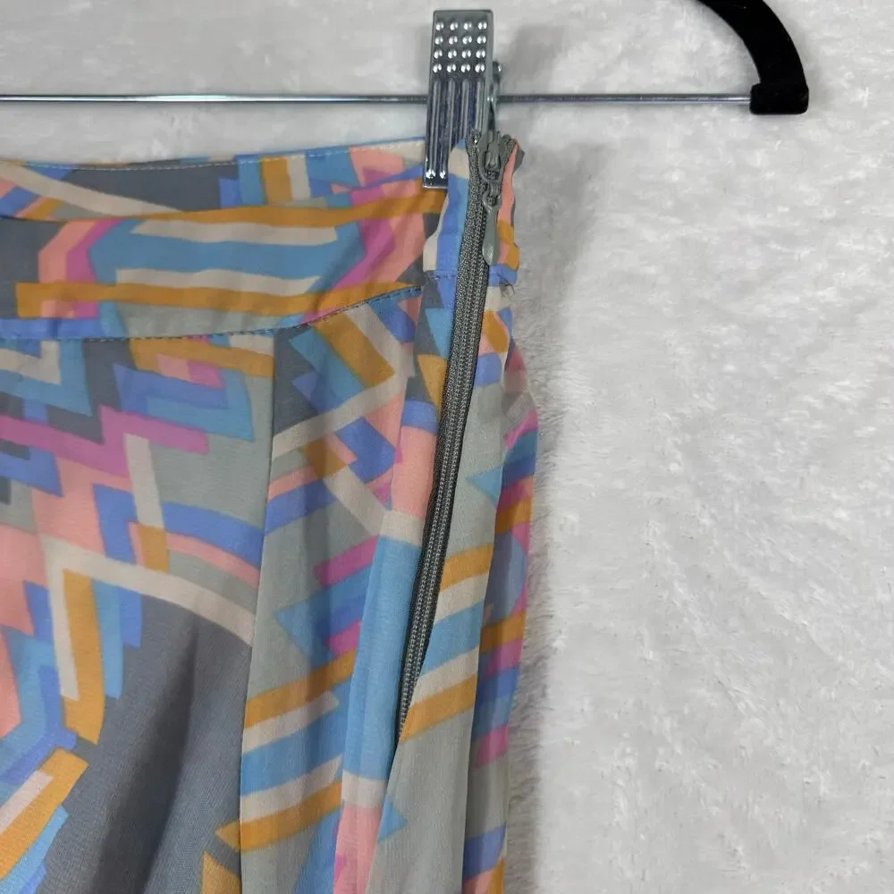 Show Me Your Mumu Maxi Skirt Women's Medium Geometric Design Multicolor side Zip